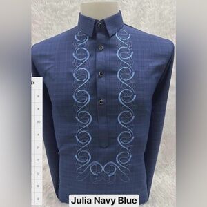 Modern Barong Navy Blue Embroidered Men’s Shirt